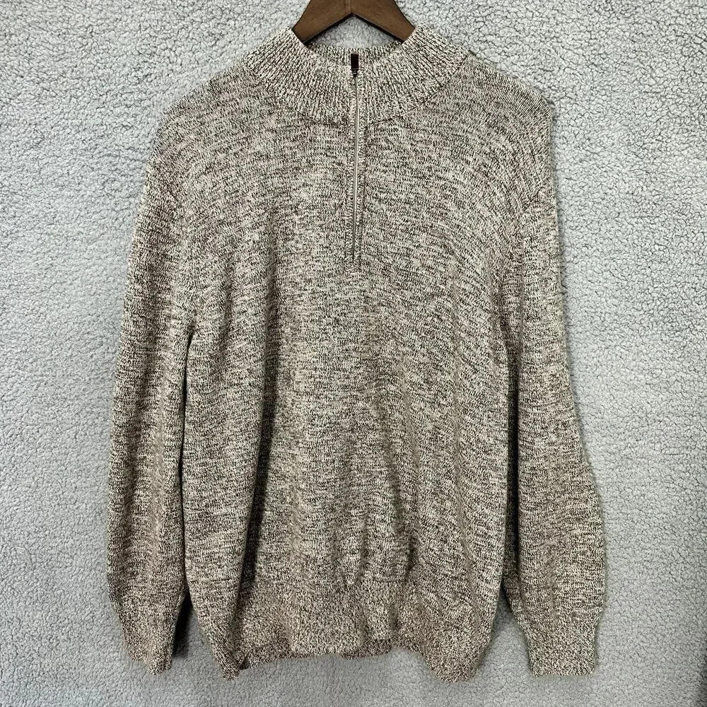 Oak Hill 1/4 Zip Pullover Sweater Mens 2XL  Brown Cotton Heritage Preppy Capsule